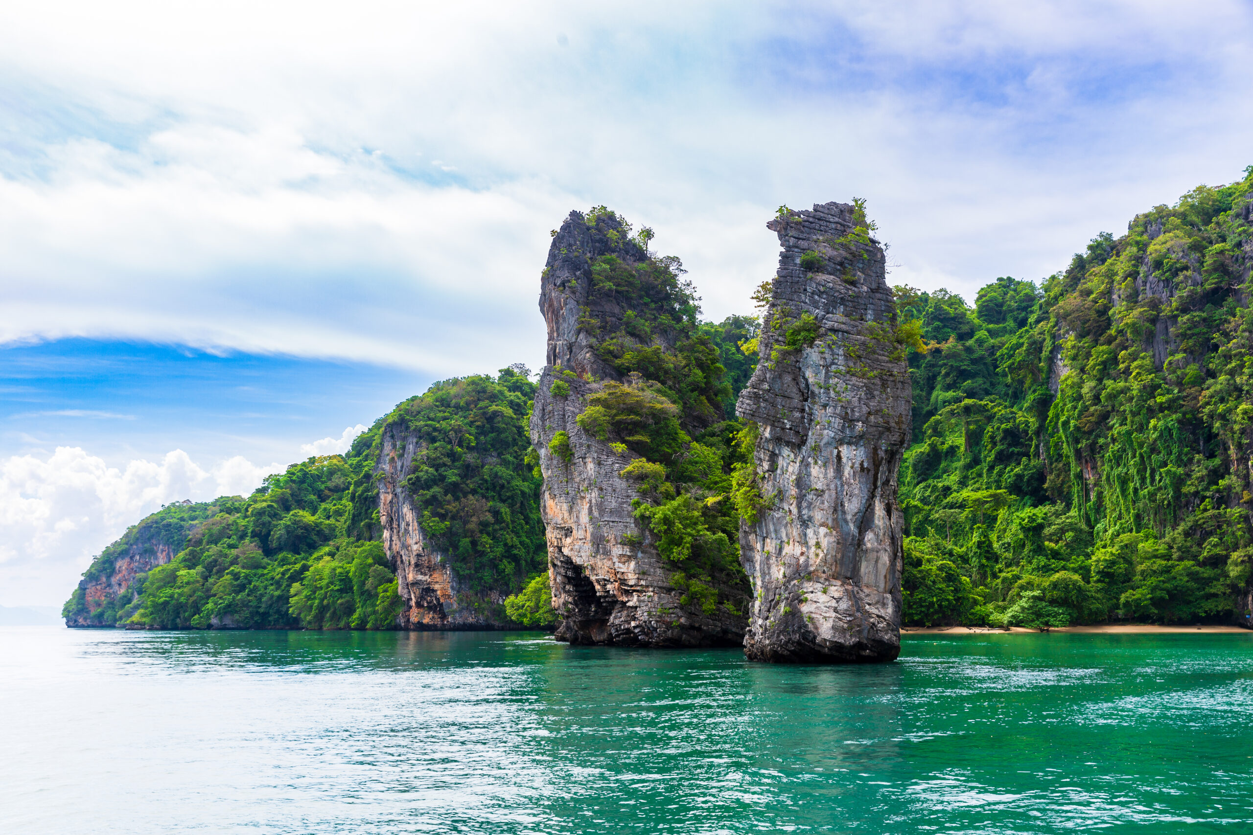 Limestone cliffs rising from the waters of Phang Nga Bay